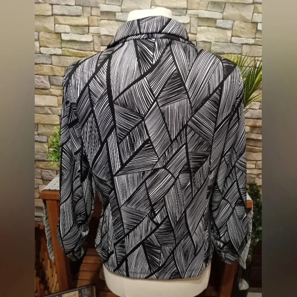 Robert Louis Soft Blazer Jacket Large Black Gray Abstract - Picture 3 of 4